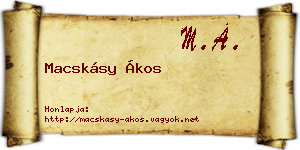 Macskásy Ákos névjegykártya